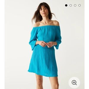 NWT Michael Stars Fernanda smocked waist gauze dress in Pacific Blue. Lined.